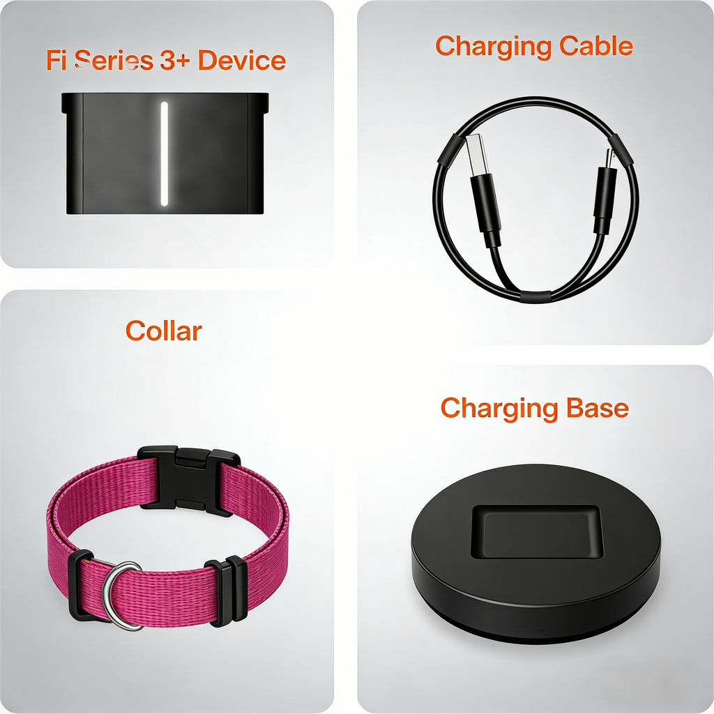 Fi Series 3+ Smart Dog Tracker Collar [6 Month Membership Included] GPS Tracker for Dogs with Health & Behavior Monitoring