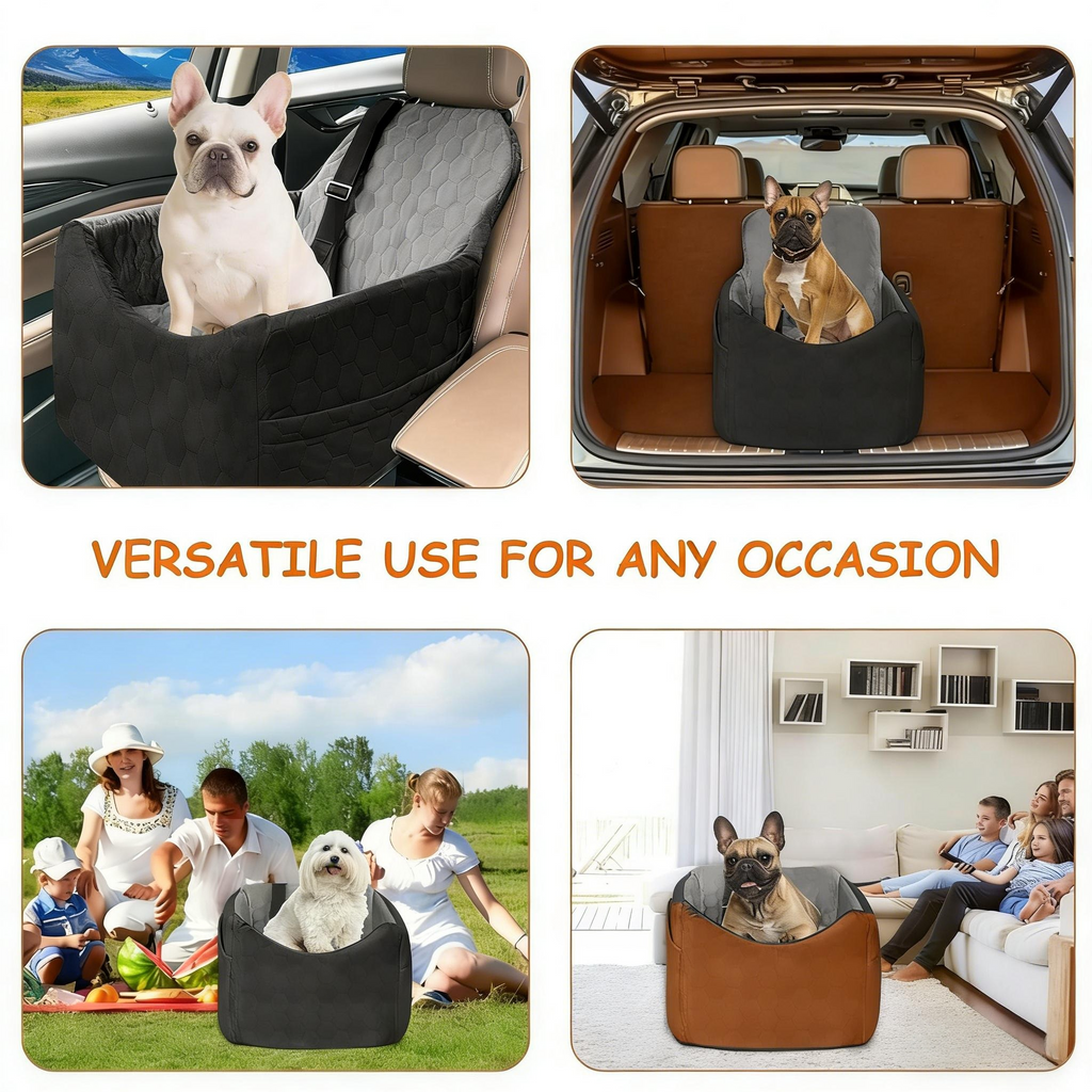 Small/Medium Dogs - Dog Booster Seat with Safety Straps & Non-Slip Base