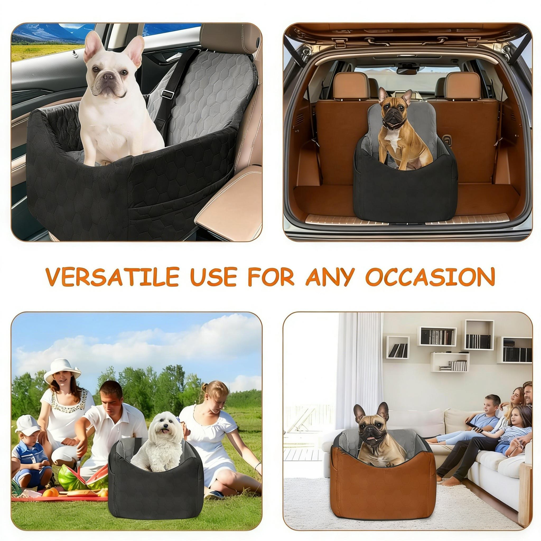 Small/Medium Dogs - Dog Booster Seat with Safety Straps & Non-Slip Base