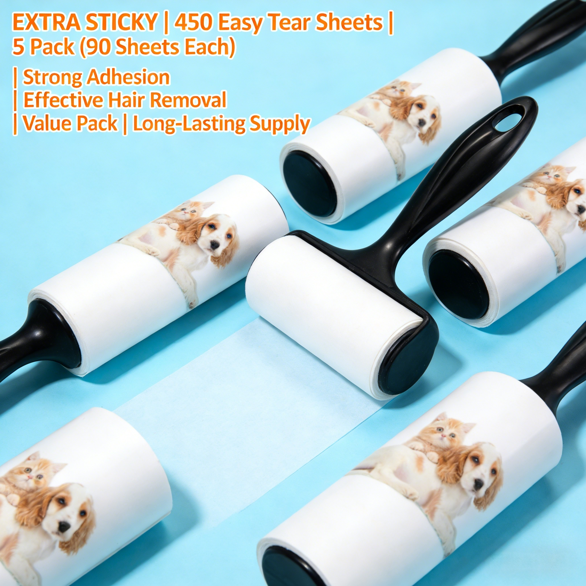 Lint Rollers for Pet Hair, Sticky, Remover for Couch, Clothes Furniture and Carpet.