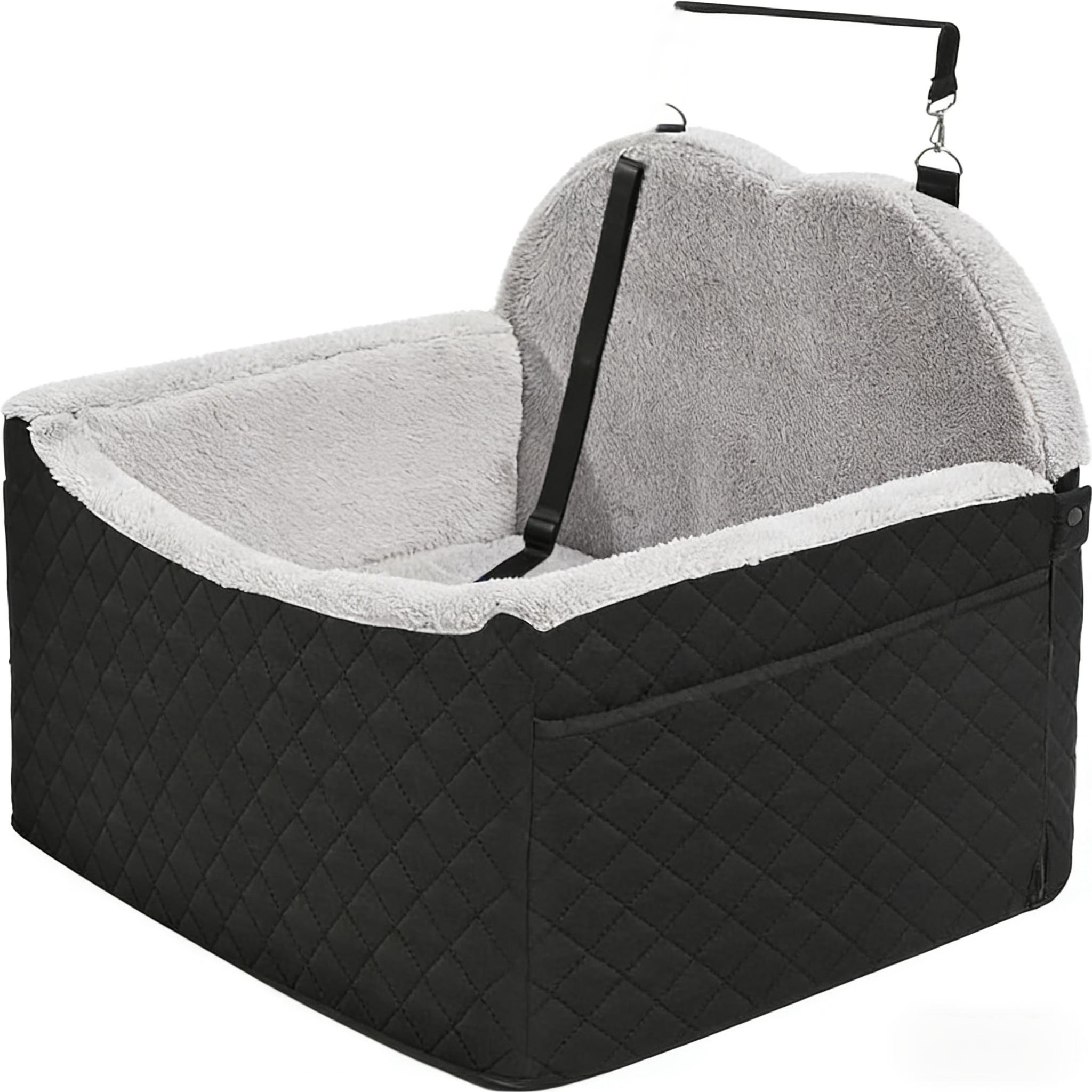 Car Seat with Storage Pockets Safety Belt, Pet Booster Cushion for Medium Dogs